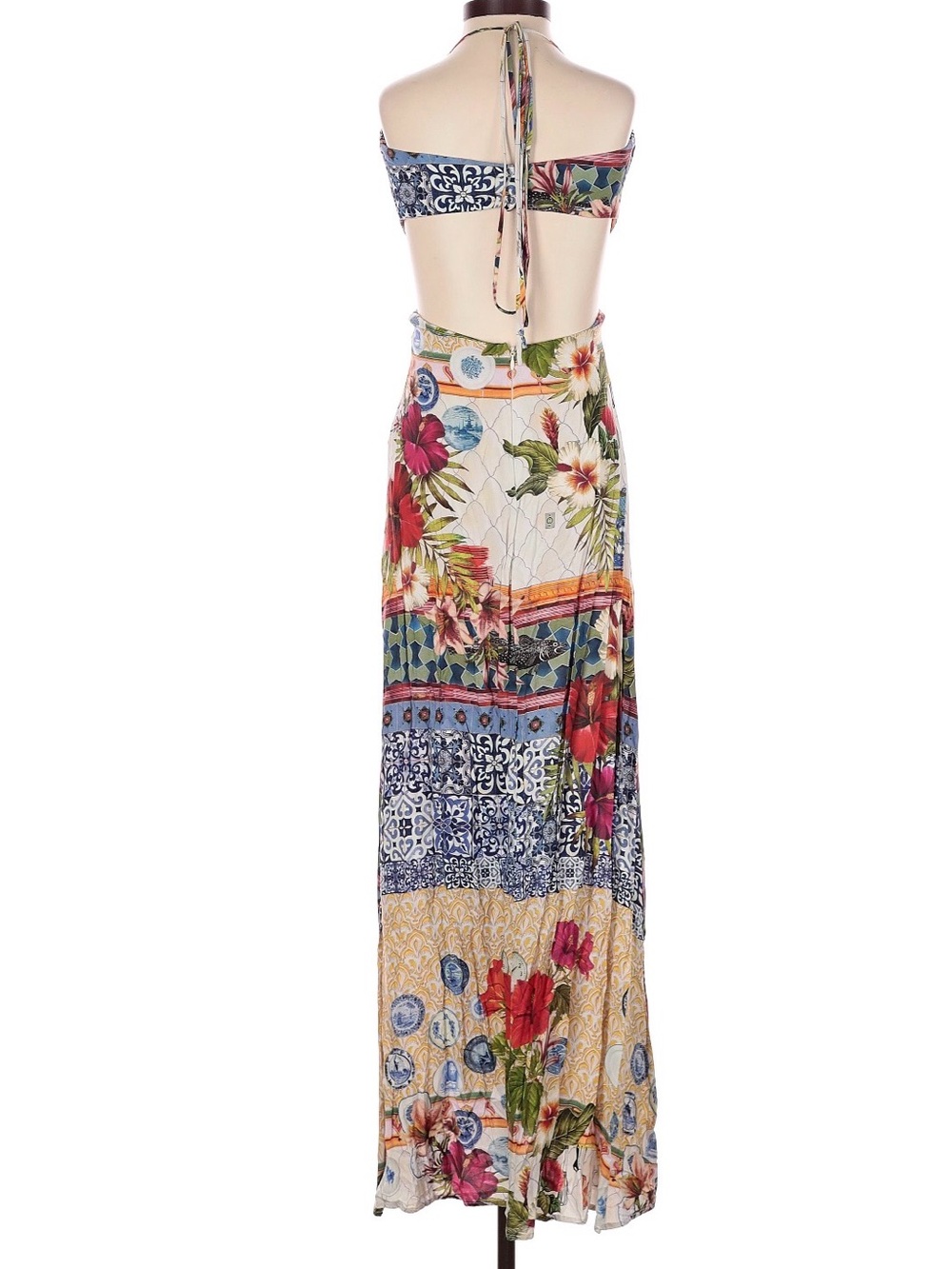 Farm Rio tropical patchwork boho festival halter maxi dress Small - Picture 2 of 9